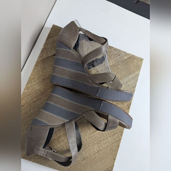 Juicy couture wedge sandals leather striped strappy size 8 - Picture 5 of 8